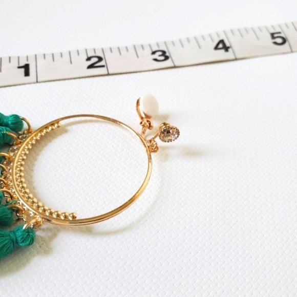 Clip On Tassel Hoops Earrings - Picture 4 of 6